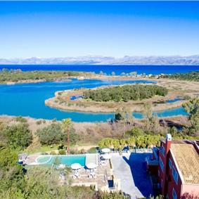 8 Bedroom villa with pool & seaview, near Acharavi, sleeps 16-18